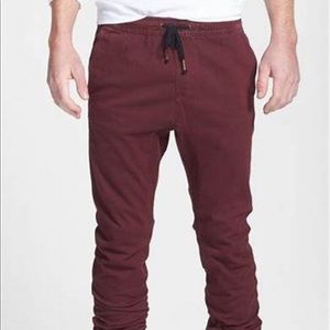 ZANEROBE Men's Sureshot Stretch Cotton Joggers burgundy
